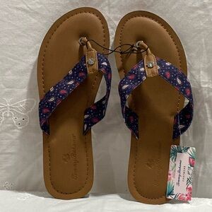 TOMMY BAHAMA FOOTWEAR. SIZE:9.  PAISLEY PATTERN IN RED, WHITE AND BLUE.